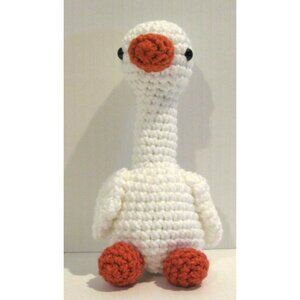 Handmade Crochet Amigurumi Goose White Orange Kids Children's Toy Baby Shower